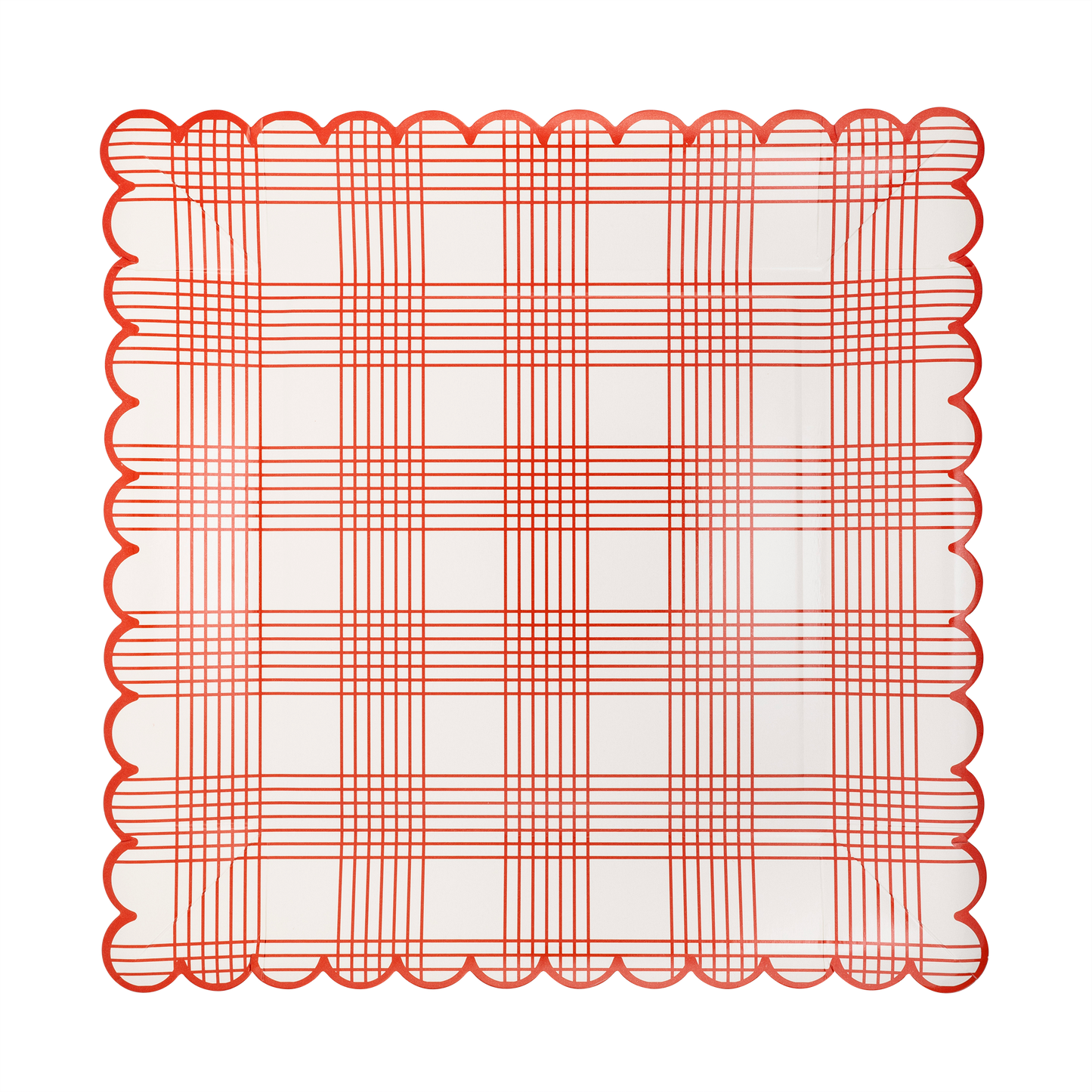 Red Stripe Checked Paper Plate