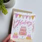 Hooray Birthday Card - Birthday Cake, Celebration, Candles