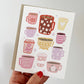 Happy Mugs Card - Coffee Cup, Floral Watercolor Coffee Lover