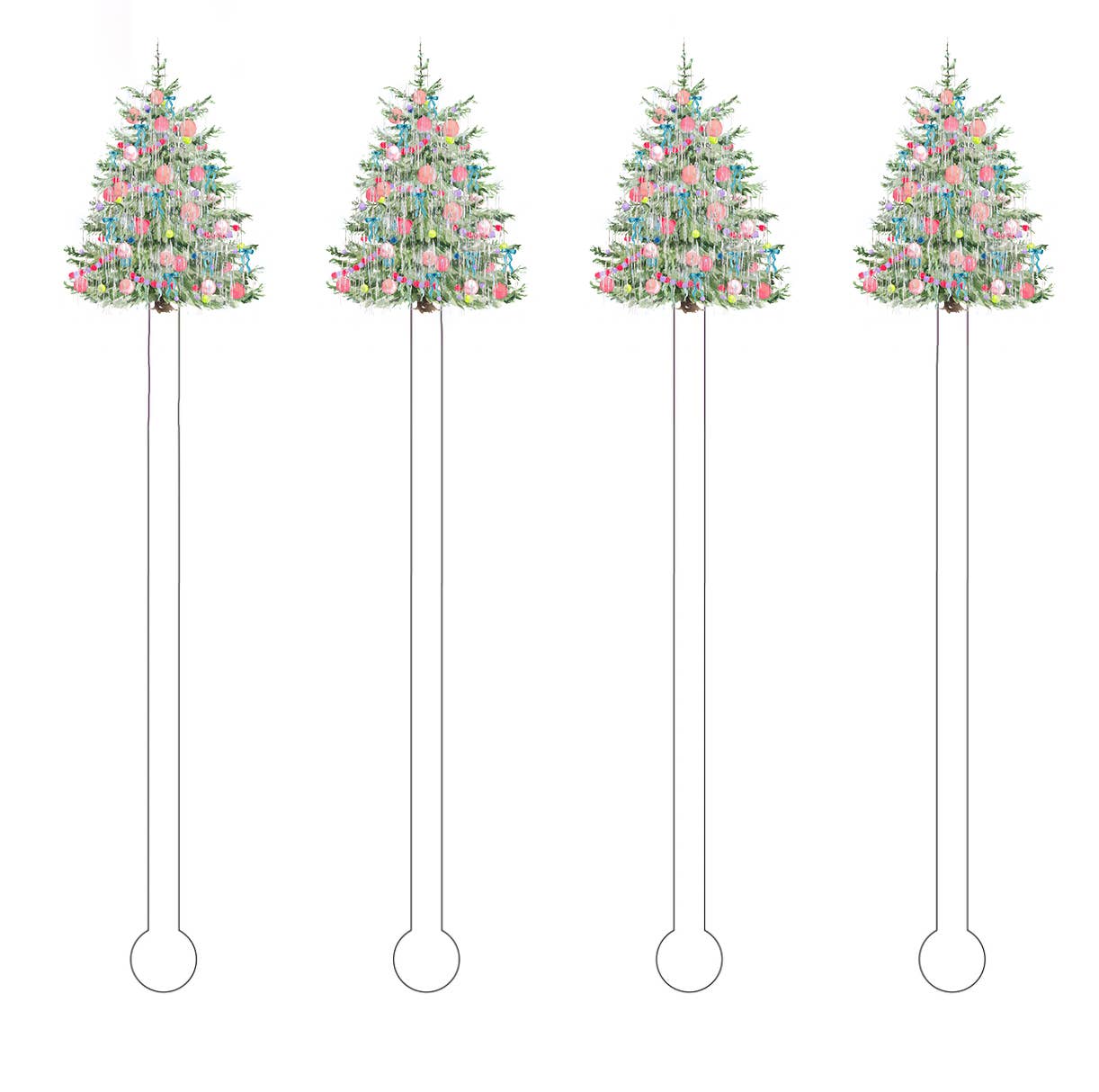 Tinsel Christmas Tree Stir Sticks | Pack of 4