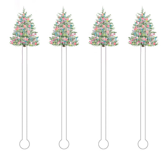 Tinsel Christmas Tree Stir Sticks | Pack of 4