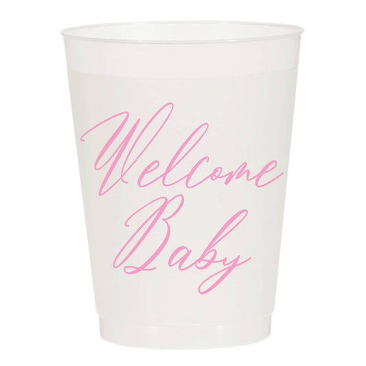 Welcome Baby Pink Shower Frosted Cups- Baby: Pack of 6