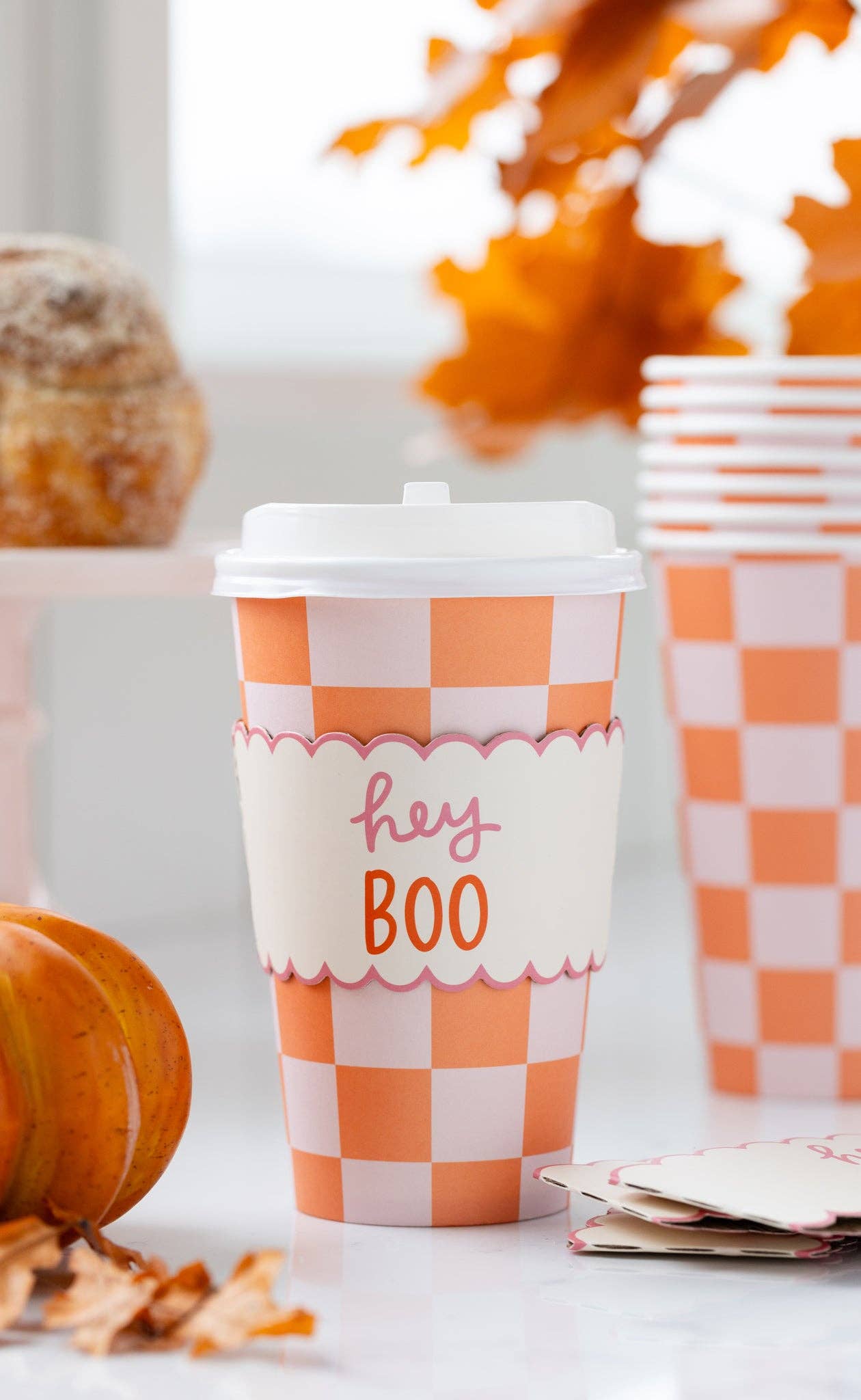 Pink Orange Checks To Go Cup