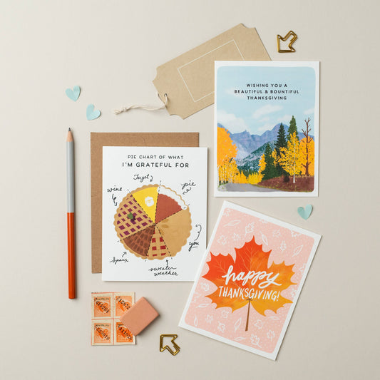 Pie Chart Thanksgiving Fall Card