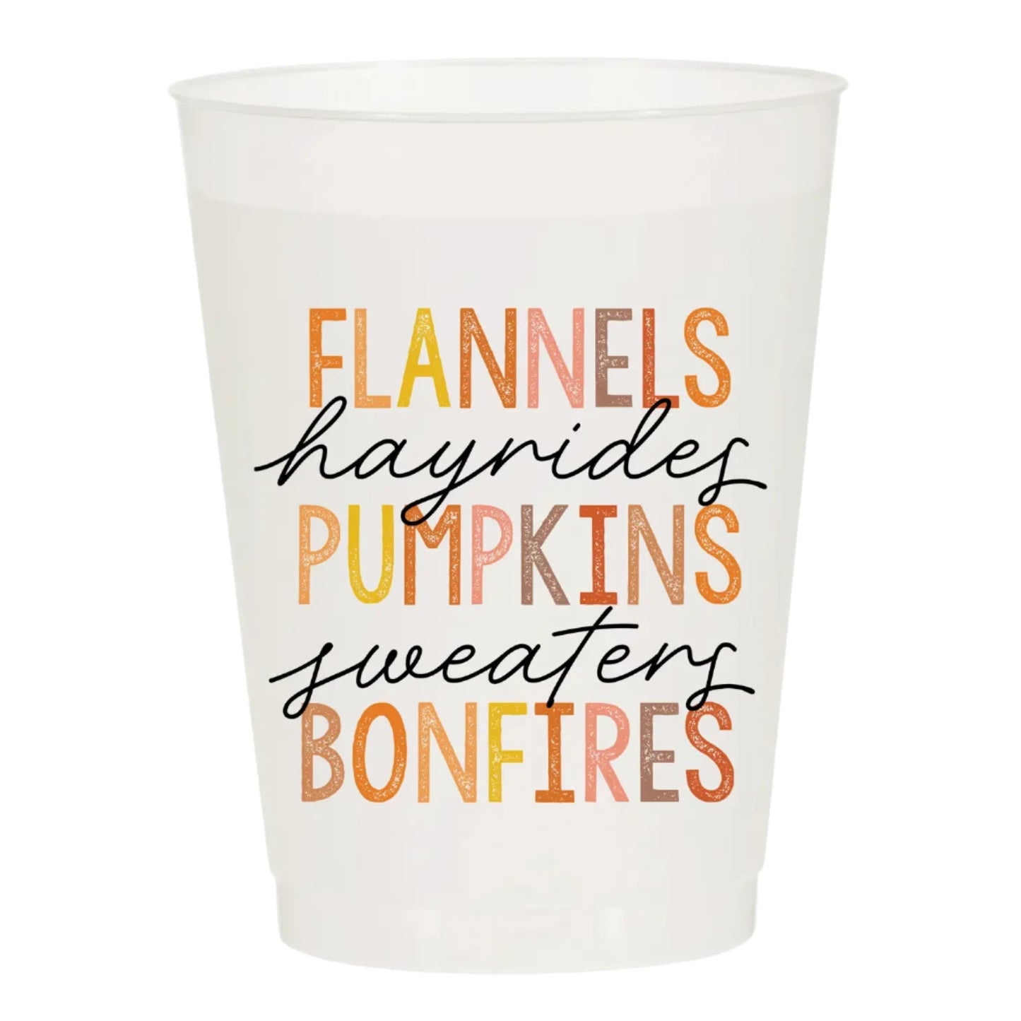 Flannels Hayrides Pumpkins Frosted Cups