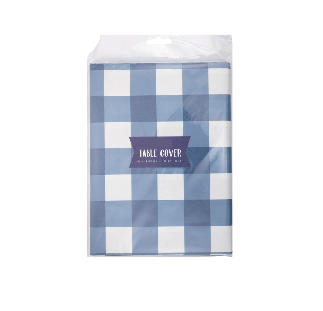 Blue Gingham Paper Table Cover