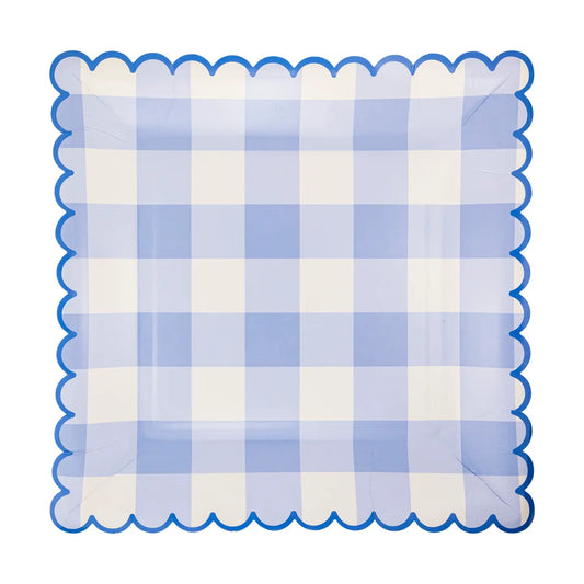 Blue Gingham Paper Plate