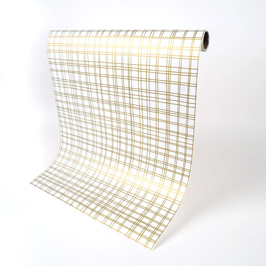 Gold Plaid Paper Table Runner