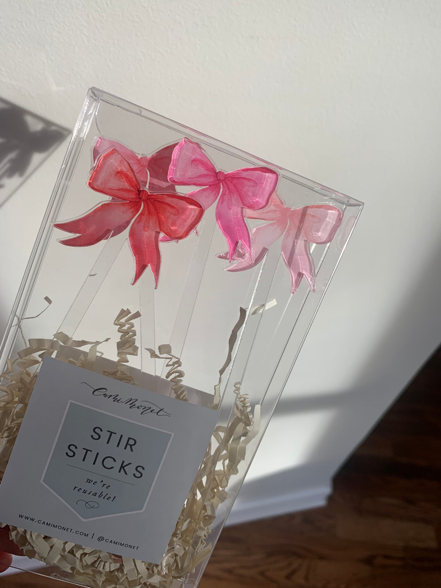 Ombre Pink Bows Stir Sticks