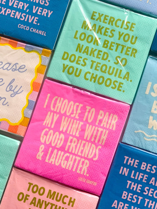 Funny Cocktail Napkins | Pair Wine With Good Friends - 20ct