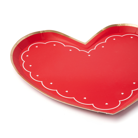 Elegant Valentine Heart Shaped Plates | 8 pack