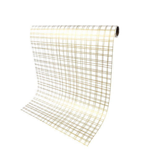 Gold Plaid Paper Table Runner