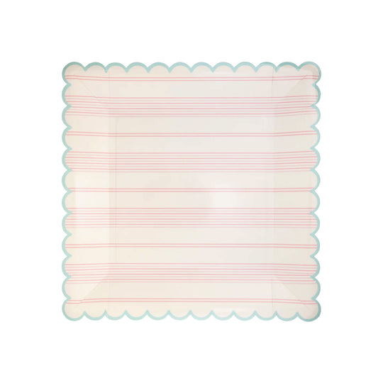 Pastel Striped Paper Plate Set