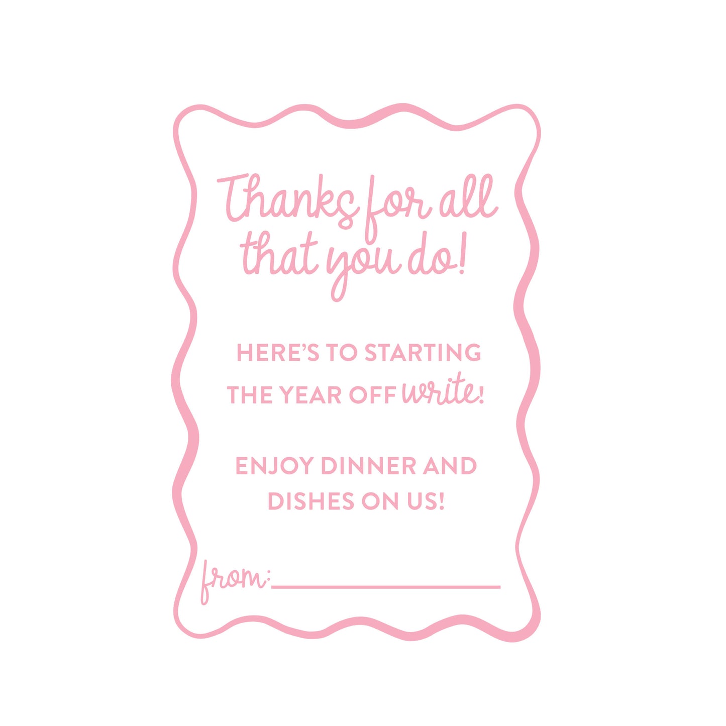 Start Year off Write Dinner and Dishes FREE Printable