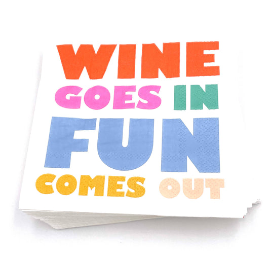 Funny Cocktail Napkins | Wine Goes In Fun Comes Out - 20ct