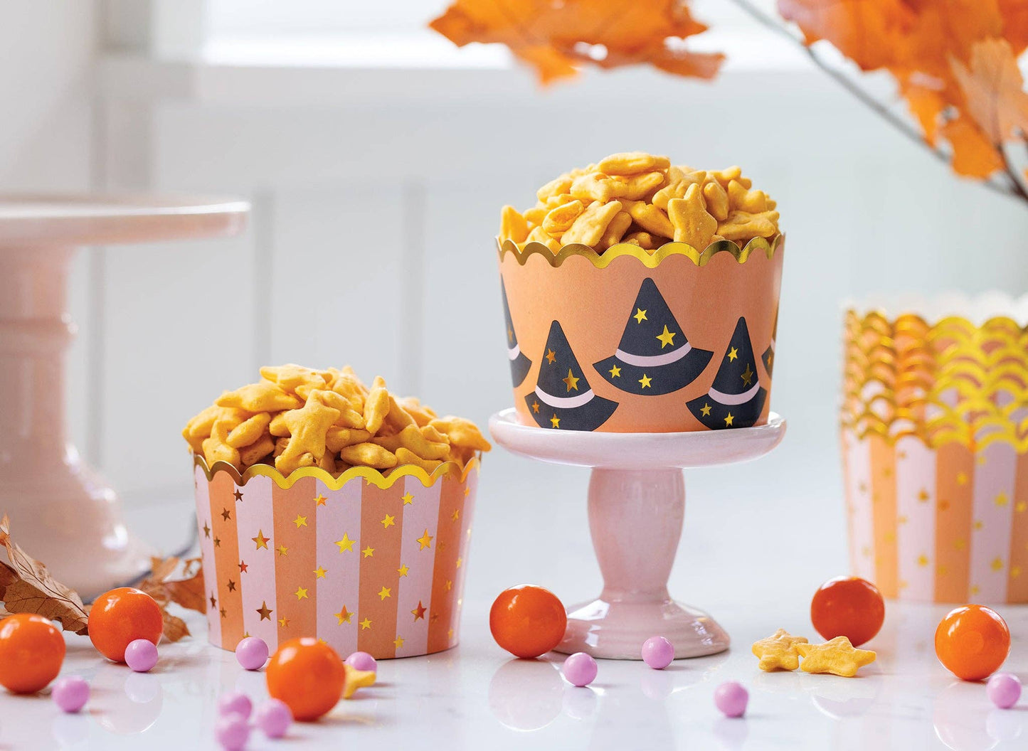 JUMBO Foil Witch Hats and Stars Baking Cups | Pack of 40