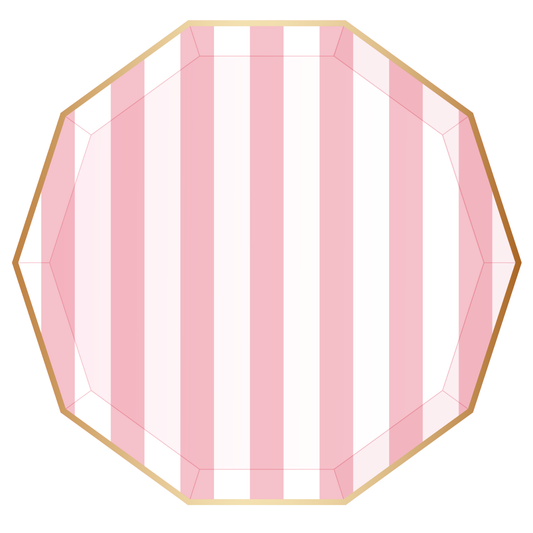 Petal Pink Signature Cabana Stripe Plates - 10.75 | Pack of 8