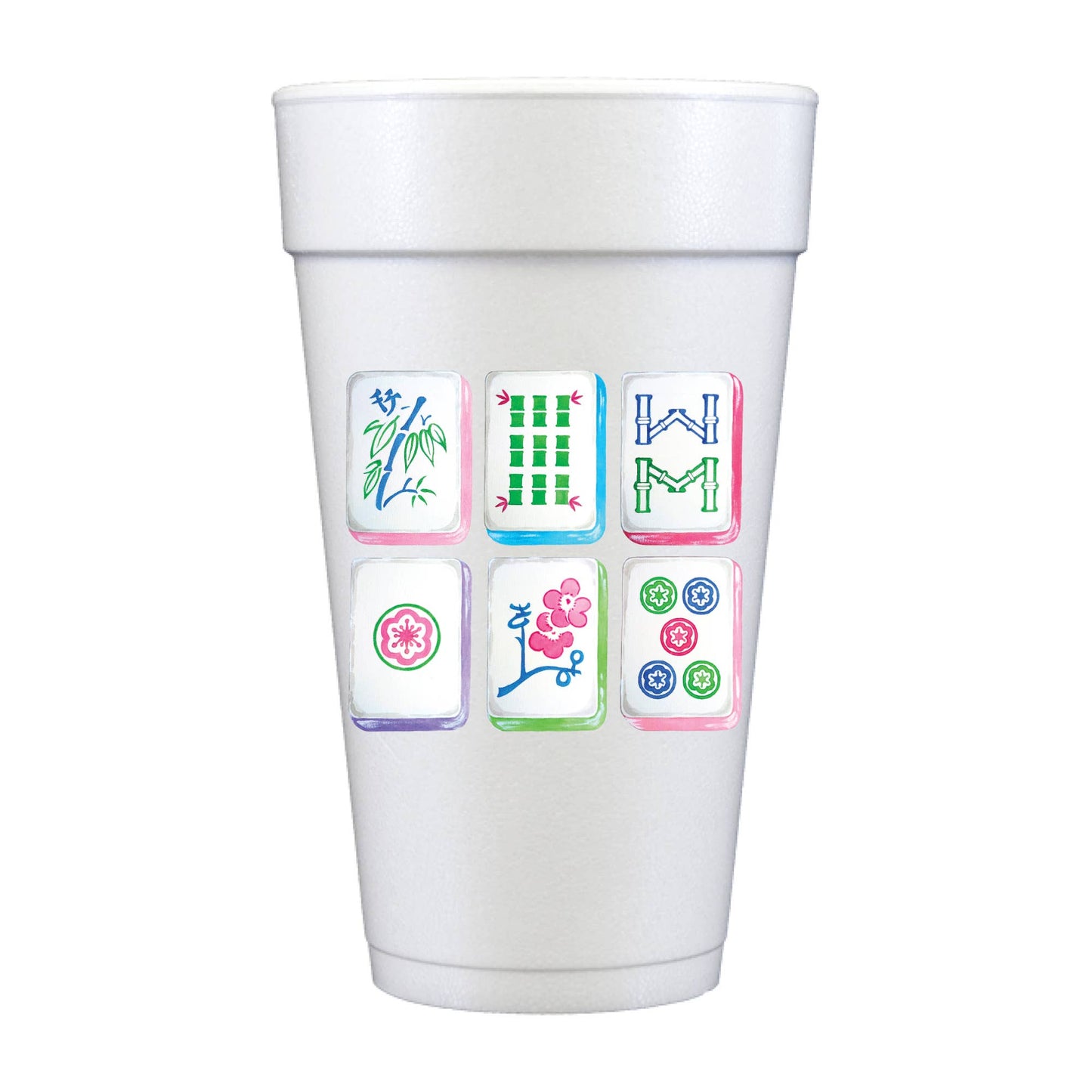 Mahjong Full Color Foam Cups